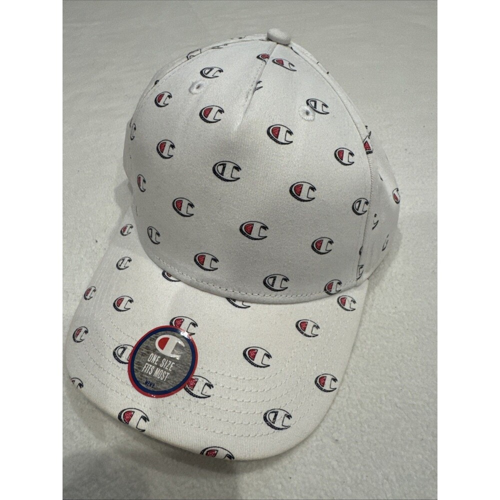 Champion Hat Cap All Over Logo Monogram White
